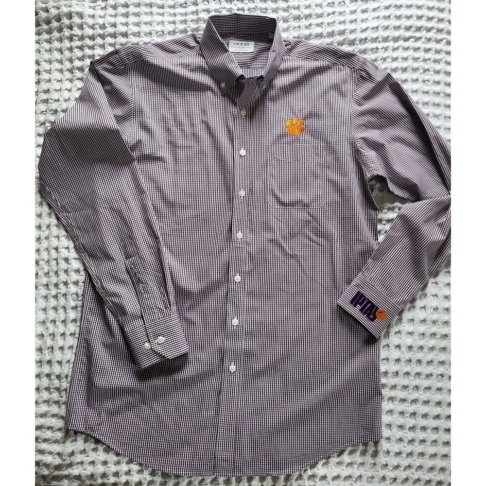 Clemson Button Down Shirt OObe Purple Check IPTAY button Down Medium‎
